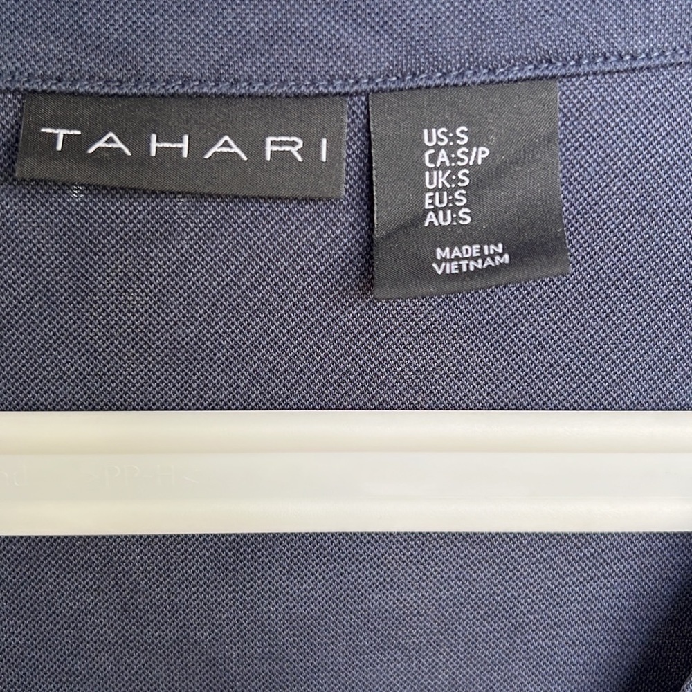 Tahari midnight blue midi button down sleeveless shirtdress - Picture 6 of 11
